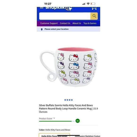 New silver buffalo Sanrio Hello Kitty Faces and bows patterned and round body lo - Picture 1 of 4